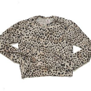Sundry Leopard Print Crew Neck Sweater